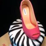 Fondant Shoe Pink Suede Stiletto Cake Topper ,100%..